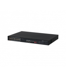 16-портовий POE комутатор Dahua DH-PFS3218-16ET-135, 16xPoE(100M) + 2xRJ45(1000M) + 2xSFP(1000M)