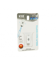 Перехідник KIN KY-196 Lighting(M) - Jack 3.5mm(F)+Bluetooth, White, Box