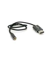 Перехідник для навушників VegGieg V-K201 USB2.0(M)-Jack3.5(F), Black, Box