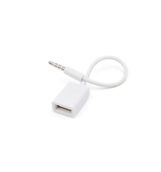 Перехідник USB2.0(M)- Jack 3.5(F) Stereo, 0,3м, White, OEM