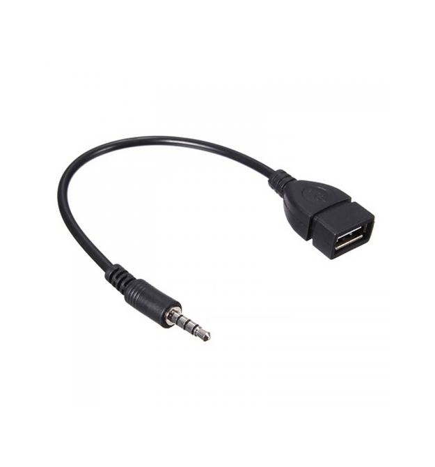 Перехідник USB2.0(M)- Jack 3.5(F) Stereo, 0,3м, Black, OEM(працює, але не зі всіма магнітолами, зверніть увагу !!!)
