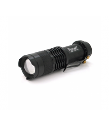 Ліхтар ручний Watton WT-304, 1LED CREE Q5, 3W, 3 режими + Zoom, АА - 1300mah, Black, IP40, СЗУ, 92х26х26мм, BOX