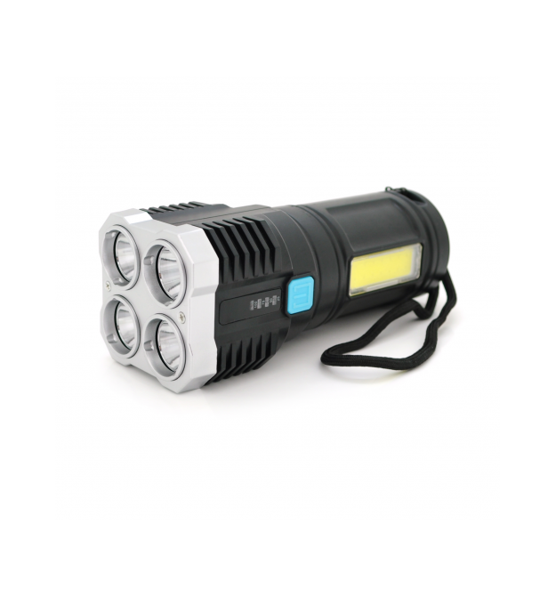 Ліхтарик Bailong X-509+COB, 3 режими, корпус-алюміній, водостійкий, ударостійкий, вбудований аккум, СЗУ, BOX