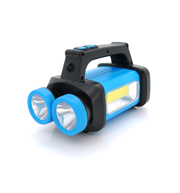 Ліхтар пошуковий SW-8802, 1LED+COB T6, 5W, 2+1+1 режим, 3600mAh, Black - Blue, IP40, USB кабель+4*LR06(немає в комплекті), 190х1