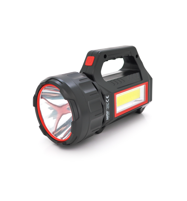 Ліхтар пошуковий Pahther PT-8895, 1LED+COB T6, 10W, 3+2+2 режими, 3600mah, Black, IP40, USB кабель+Solar, 200х95х130мм, BOX