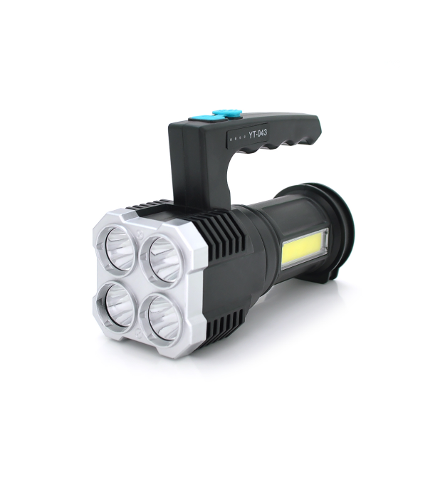 Ліхтар пошуковий Portable Lamp YT-81043, 4LED T6+COB, 5W, 3+1 режим, 1200mah, Black, IP40, USB кабель, 140х70х90мм, BOX