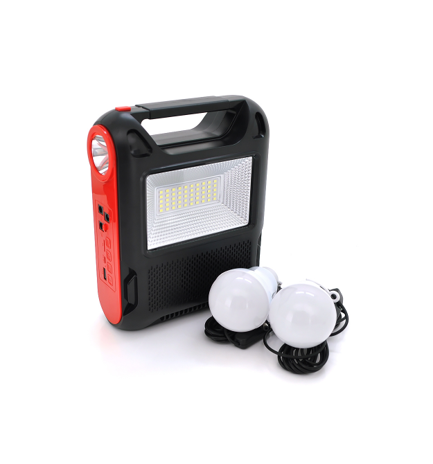 Ліхтар переносний JY-108+Solar+FM+TF, 50 SMD LED+1 COB, 2 лампи дод. освітлення, 2 режими, заряд від 5V, батарея 3*18650, Box