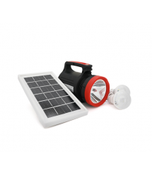 Переносний ліхтар LX-1902+Solar, 3 режими, сонячна панель, вбудований акум 7200mAh, 2 лампочки 3W, СЗУ, Black, Box