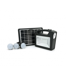 Переносний ліхтар GD-103+ Solar, 1+1 режим, 1+15Led, вбудований аккум-Powerbank 10000mAh, 2USB, 3 лампочки 3W, USB вихід, Black,