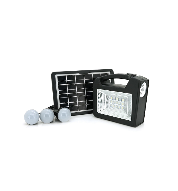 Переносний ліхтар GD-103+ Solar, 1+1 режим, 1+15Led, вбудований аккум-Powerbank 10000mAh, 2USB, 3 лампочки 3W, USB вихід, Black,