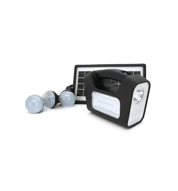 Переносний ліхтар GD-3+ Solar, 1+1 режим, вбудований акум, 3 лампочки 3W, USB вихід, Black, Box