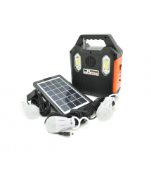 Переносний ліхтар RT903BT+Solar, 1 режим+ сигнал SOS, Радіо+ Bluetooth колонка, вбудований аккум, 3 лампочки 3W, Black - Orange