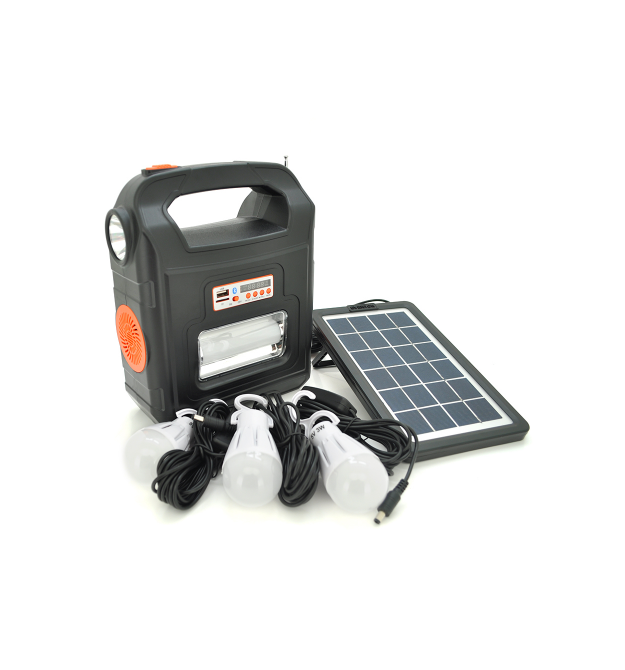 Переносний ліхтар RT910BT+Solar, 1+1 режим, Радіо+ Bluetooth колонка, вбудований аккум, 3 лампочки 3W, USB вихід, Black - Orange