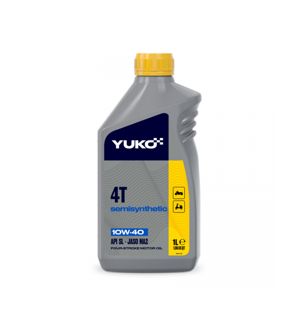Олія YUKO SEMISYNTHETIC 4T 10W40 API SL для чотирьохтактних бензинових - дизельних двигунів малої мототехніки, каністра 1л, PE