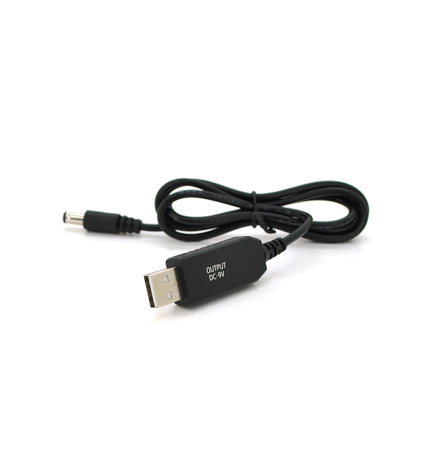 Кабель для роутера 5.5 - 2.5mm(M)- USB2.0 (Out:9V), 1м, Black, OEM