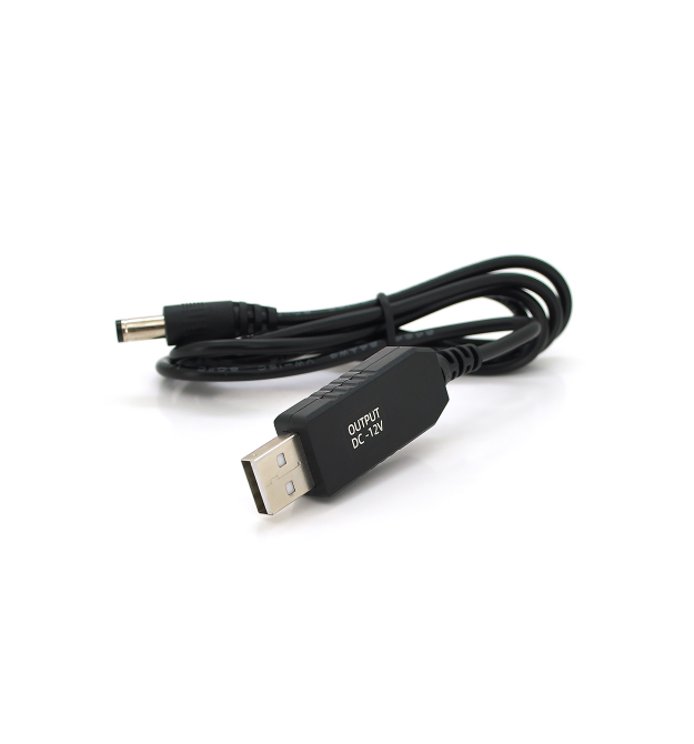 Кабель для роутера 5.5 - 2.5mm(M)- USB2.0 (Out:12V), 1м, Black, OEM