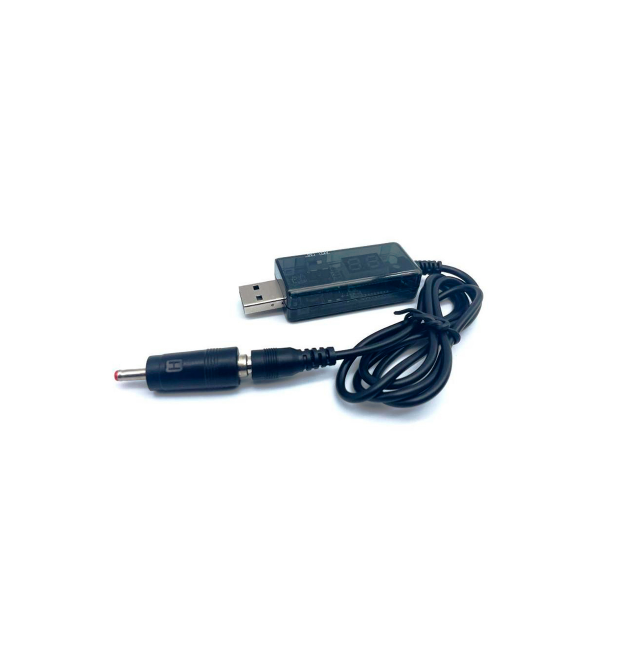 Кабель для роутера 5.5 - 2.5mm(M)- USB2.0 (Out:12V - 9V)+переходник, 1м, Black, OEM