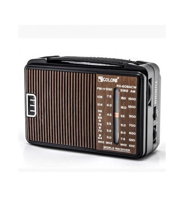 Радиоприемник GOLON RX-608, LED, 2x3W, FM радио, AUX, корпус пластмасс, Black, BOX