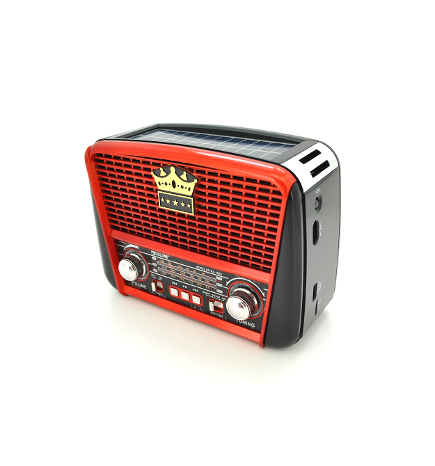 Радіоприймач GOLON RX455S, LED, 6W, AM - FM радіо, Вхід microSD, USB, живлення від 220+АКБ+2*LR20, корпус пластмас, Black - Red,
