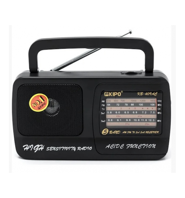 Радіоприймач KIPO KB-408, FM радіо, AUX, корпус пластмас, Black, BOX