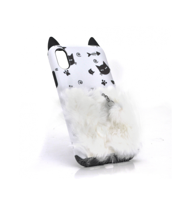 Накладка Кот пушистый хвост (смарт кольцо) iPhone X