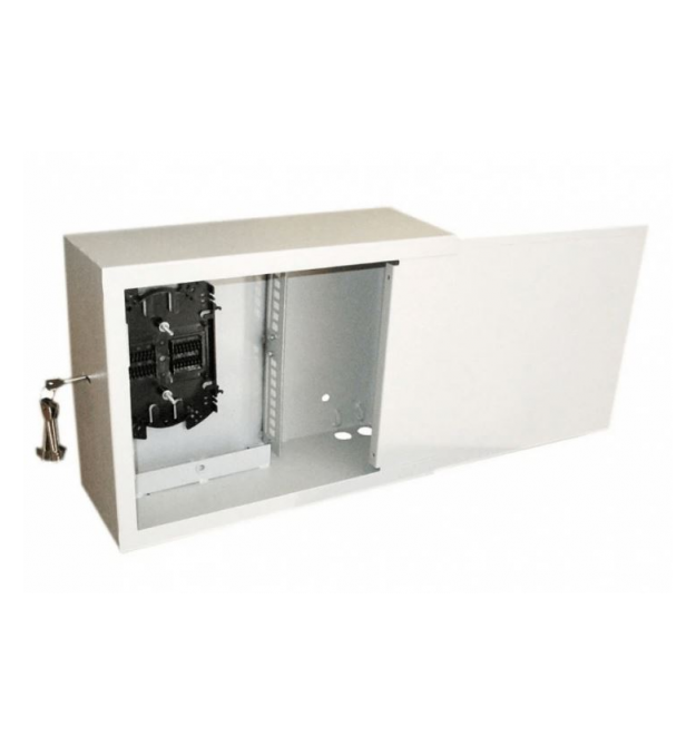 Антивандальна шафа (Оптобокс) VAGOS Lite 400х300x150 (0.5мм) двері петельні, замок - сувальдний, 4відп. 22мм, (касета в комплект