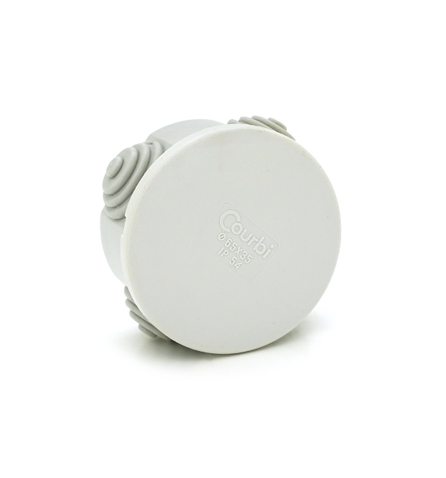 Коробка розподільна, СOURBI &ampOslash65х35 сіра з кабельними вводами, IP54