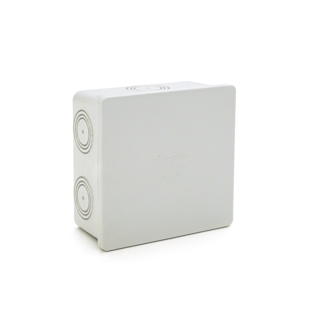 Коробка розподільна, СOURBI 80х80х40 сіра гладкостенная, IP65 (негорюча)