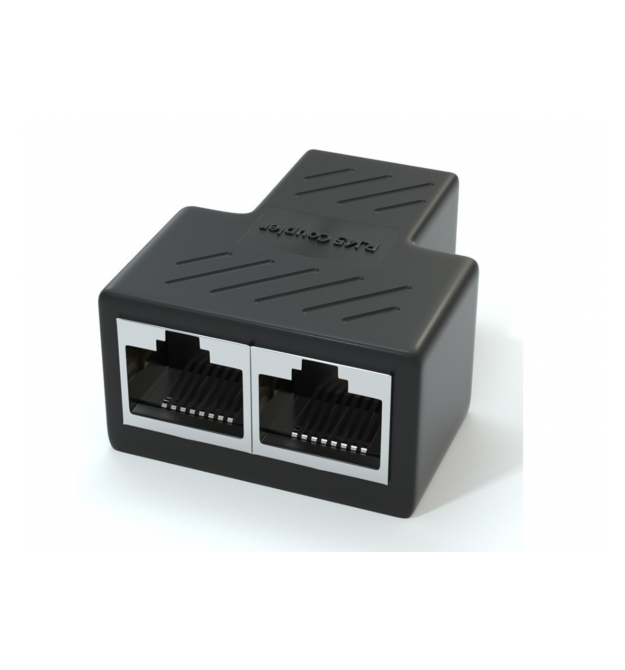 Розгалужувач RJ45 8P8C мама - 2 Х мама RJ45 для розгалуження кабелю, екранований, чорний, Q100