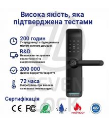 Умный дверной биометрический замок SEVEN LOCK SL-7767BF black (врезная часть 6068)