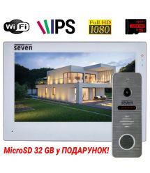 Комплект Wi-Fi домофона 7 дюймов с вызывной панелью SEVEN DP-7577/04Kit white
