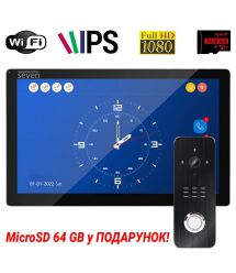 Комплект Wi-Fi домофона 10 дюймов с вызывной панелью SEVEN DP-7517/07Kit black