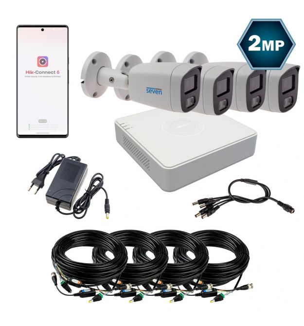 Комплект видеонаблюдения Hikvision на 4 аналоговые TVI 2 Мп камеры HK-7124OW-2MP
