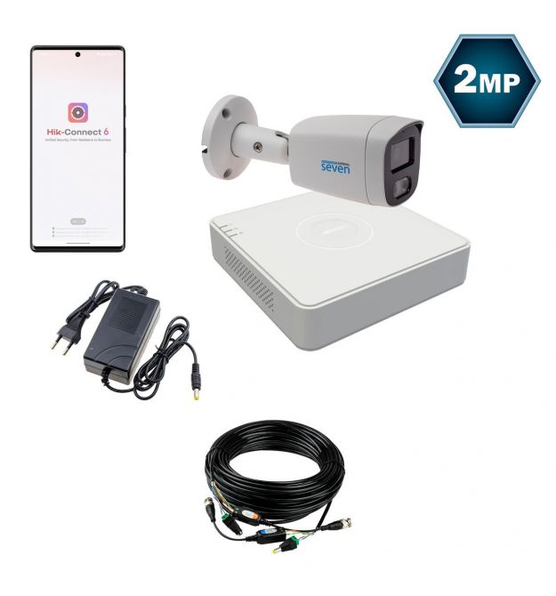 Комплект видеонаблюдения Hikvision на 1 аналоговую TVI 2 Мп камеру HK-7121OW-2MP