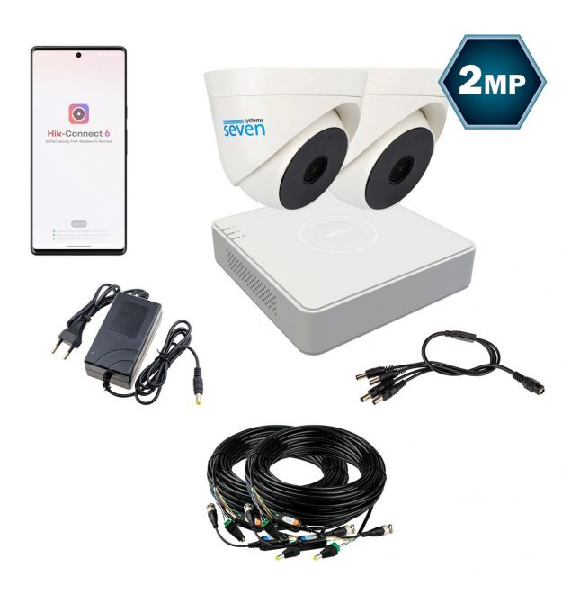 Комплект видеонаблюдения Hikvision на 2 внутренние аналоговые TVI 2 Мп камеры HK-7112IW-2MP
