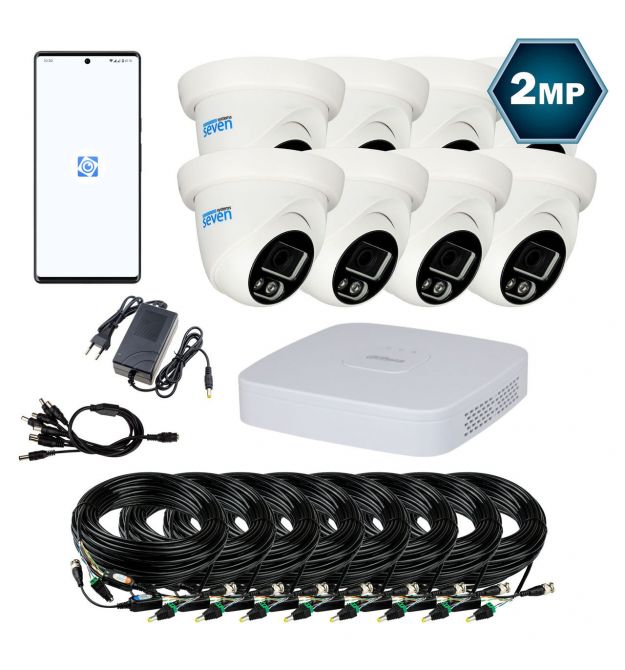 Комплект видеонаблюдения Dahua на 8 аналоговых CVI 2 Мп камер DH-4118OW-2MP