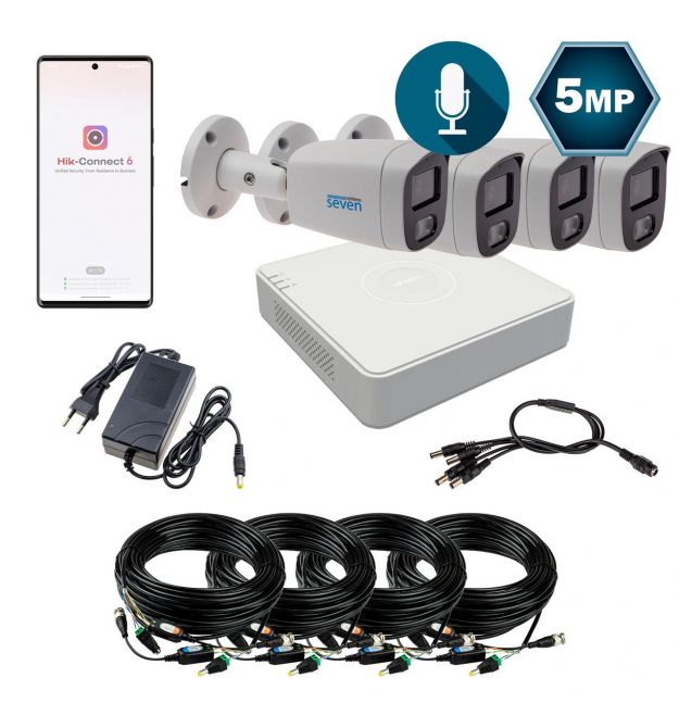 Комплект видеонаблюдения Hikvision на 4 аналоговые TVI 5 Мп камеры HK-7124OW-5MP