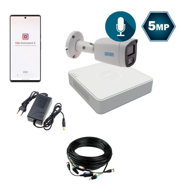 Комплект видеонаблюдения Hikvision на 1 аналоговую TVI 5 Мп камеру HK-7121OW-5MP
