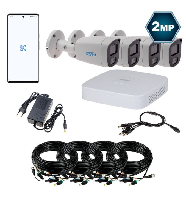 Комплект видеонаблюдения Dahua на 4 аналоговые CVI 2 Мп камеры DH-4124OW-2MP