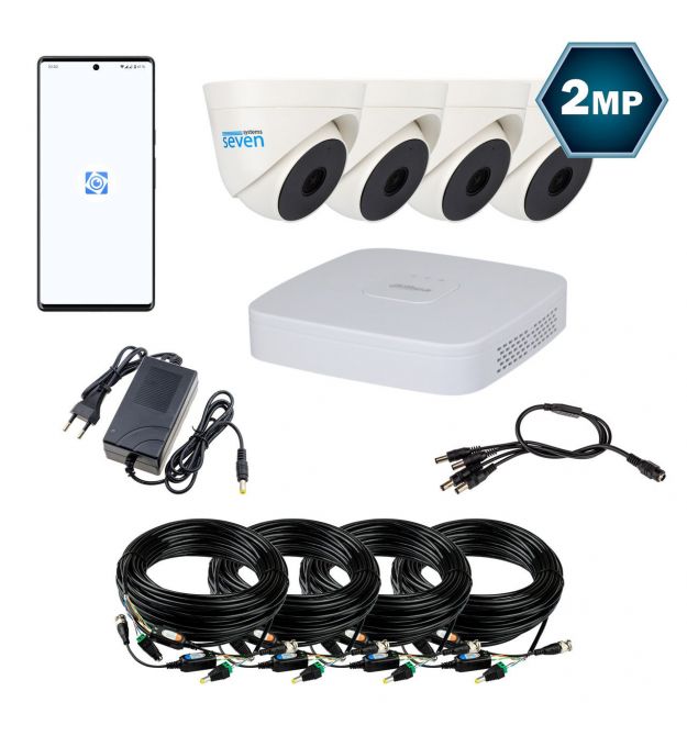 Комплект видеонаблюдения Dahua на 4 аналоговые внутренние CVI 2 Мп камеры DH-4114IW-2MP