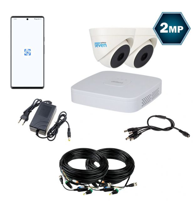 Комплект видеонаблюдения Dahua на 2 аналоговые внутренние CVI 2 Мп камеры DH-4112IW-2MP