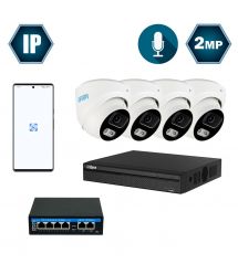 Комплект IP-видеонаблюдения Dahua на 4 купольные 2 Мп IP-камеры DH-IP1114OW-2MP