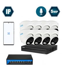 Комплект IP-видеонаблюдения Dahua на 8 купольных 5 Мп IP-камеры DH-IP1118OW-5MP