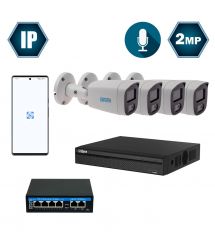 Комплект IP-видеонаблюдения Dahua на 4 цилиндрические 2 Мп IP-камеры DH-IP1124OW-2MP