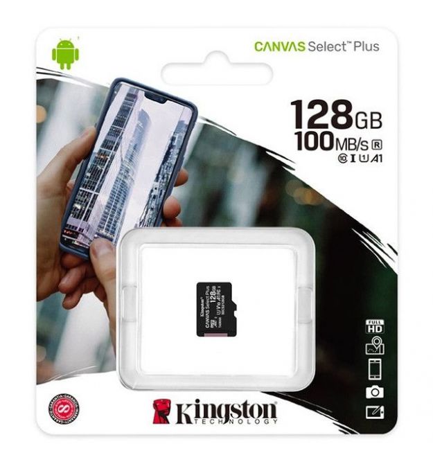 Карта памяти для домофона microSDXC Kingston Canvas Select Plus 128 GB Class 10 А1 UHS-1
