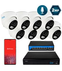 Комплект видеонаблюдения на 8 купольных 2 Мп IP-камер SEVEN IP-7212W8-2MP