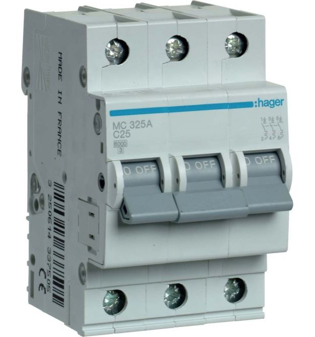 Автоматический выключатель 3P 6kA C-25A 3M