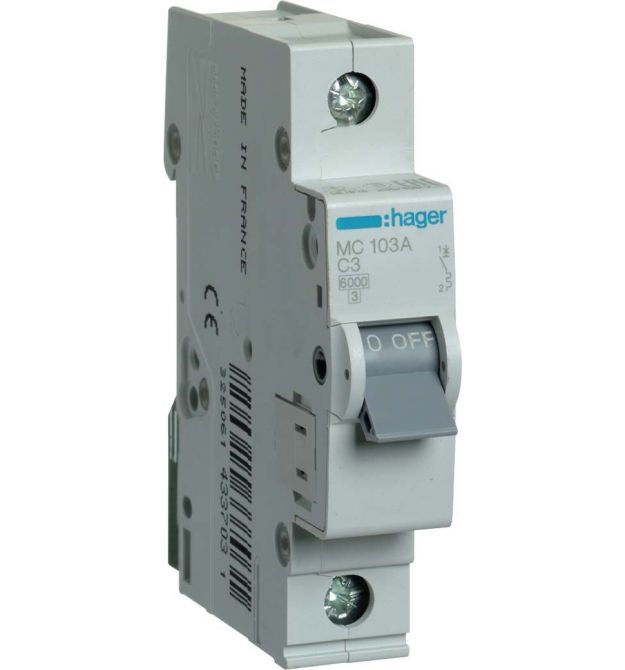 Автоматичний вимикач 1P 6kA C-3A 1M