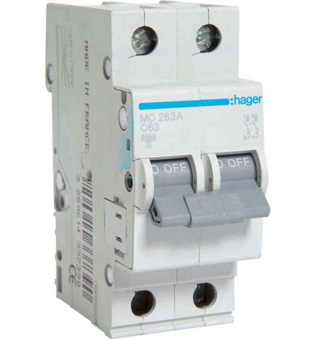 Автоматичний вимикач 2P 6kA C-63A 2M