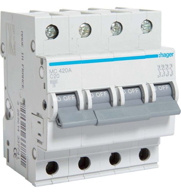 Автоматический выключатель 4P 6kA C-20A 4M